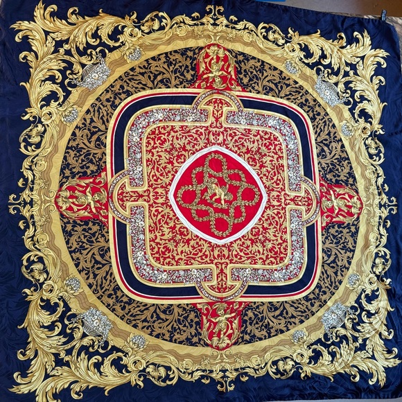 Vintage 100% Silk Gold Scarf from Italy - Picture 2 of 4